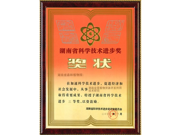 湖南盆景植物资源开发使用手艺研究（省科技前进三等奖）---2000.10