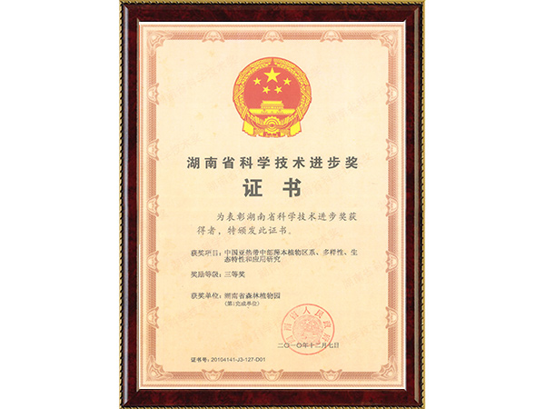 中国亚热带中部藤本植物区系、多样性、生态特征和应用研究(省科技前进三等奖~完成单位第1)---2010.12.7